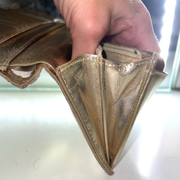 Chanel Wallet Timeless CC Metallic Gold Leather Long Flap Continental Yen Bifold - Picture 7 of 17